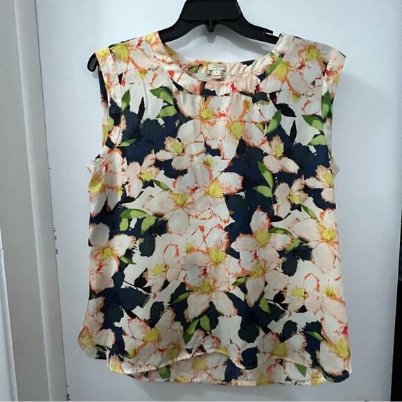 J. Crew Floral Printed drapey sleeveless top Size Large - Picture 5 of 8